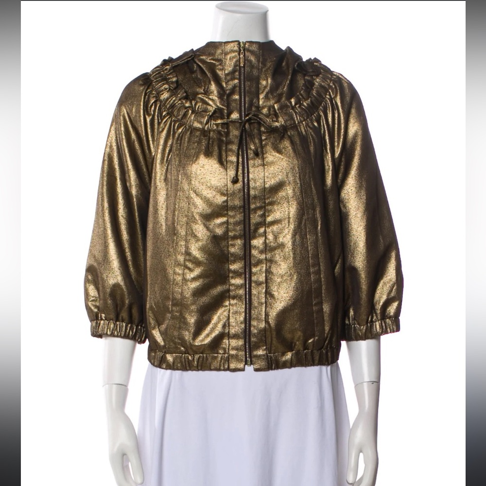 NWT ST. JOHN Goldenrod Bomber Jacket Hooded Zip Size 10